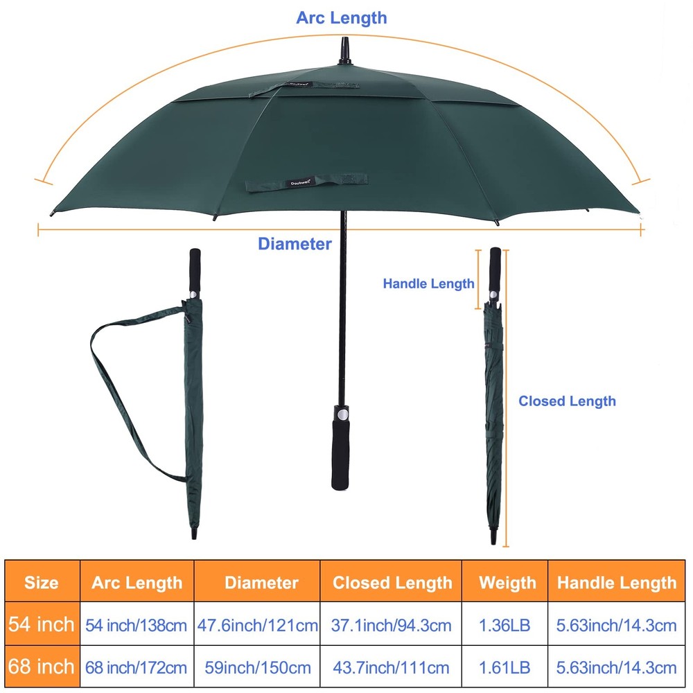 Doubwell Golf Umbrella 54/68 Inch Automatic Large Windproof Umbrella Oversized