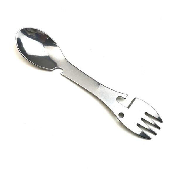 Stainless Spork Knife 4 Pack Spoon Fork Opener Multi-Tool / Camping Survival Kit