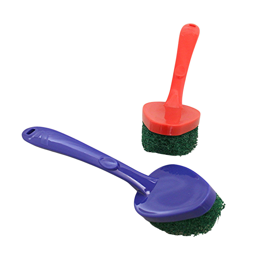 2-Pack Scouring Pad with Handle, Non-Scratch Scrubber for Kitchen & Bathroom NEW
