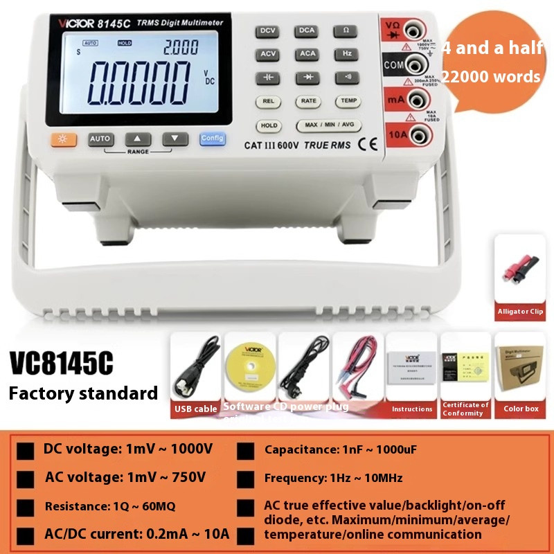 Vc8246A Digital Multimeter Digital Display Multimeter Desktop Automatic Range