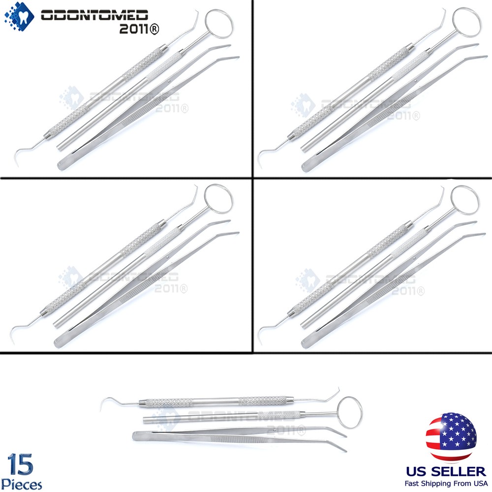 15 Instruments Basic Dental Set Mirror Explorer College plier