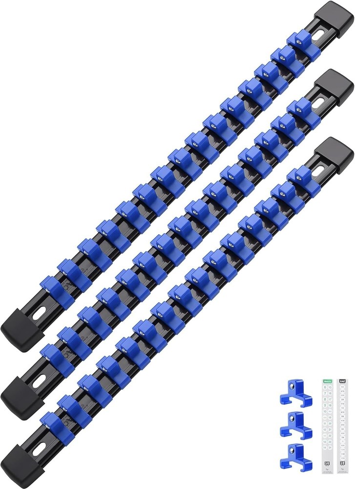 Durable ABS 3PC Socket Organizer - Space-Saving Design for 45 Tools, No Assembly