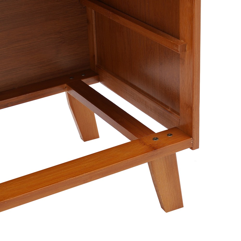 38.4" Tall Kitchen Pantry Storage Cabinet Bamboo Sideboard with 2 Drawers, Brown
