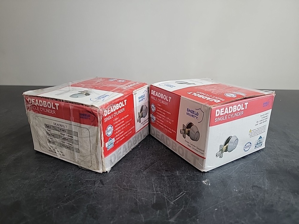 (2 Pack) Shield Security Single Cylinder Deadbolt Satin Chrome Grade 3