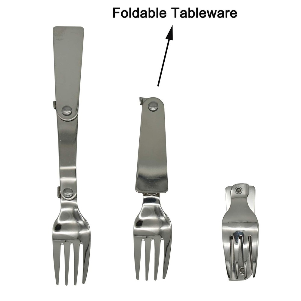 Maydahui 6 PCS Foldable Spoon Fork Portable Camping 6.3*1.4inch, Silver