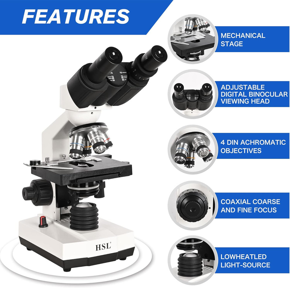 40X-2500X Compound Binocular Microscope for Adults Professional,Microscopes for