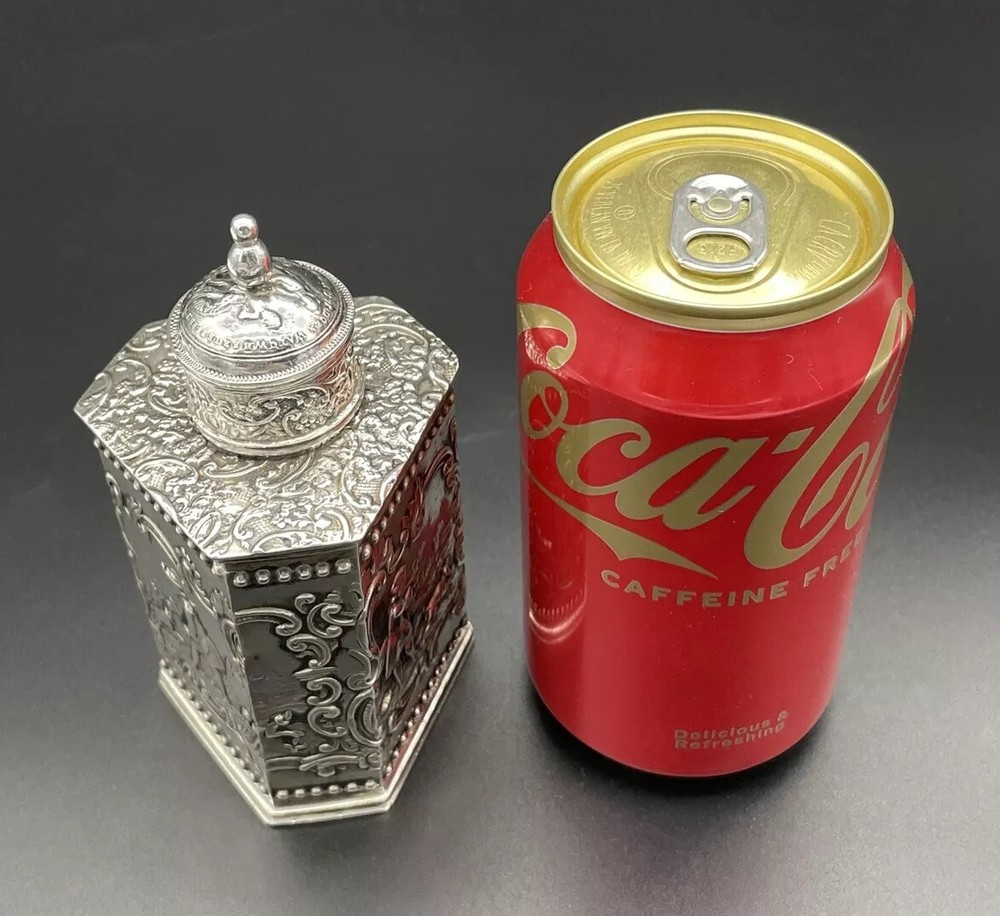 Dutch 2nd Standard 833 Sterling Silver Tea Caddy Unusual Triangular Form