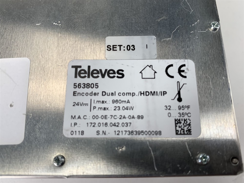 TELEVES IP ENCODER/MODULATOR DUAL HDMI COMPONENT/IP TO QAM/IP 563805