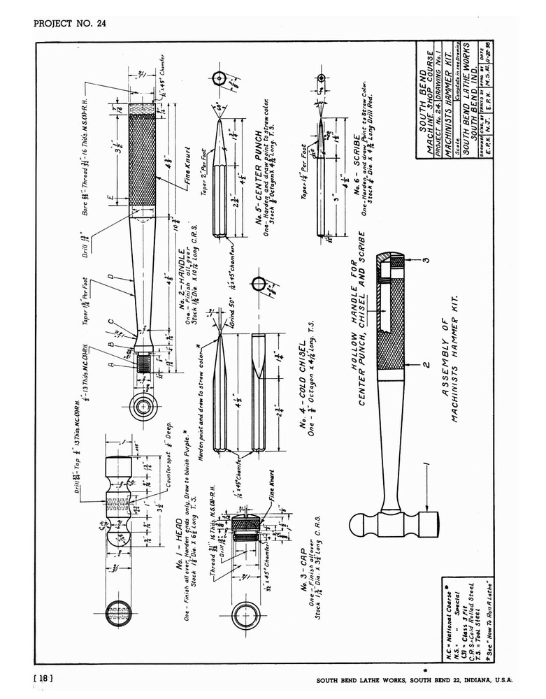 South Bend Machine Shop Course Training Instruction Manual #914