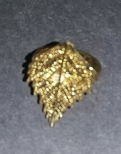 birch leaf ring dipped in 24k yg size 6 tree forest