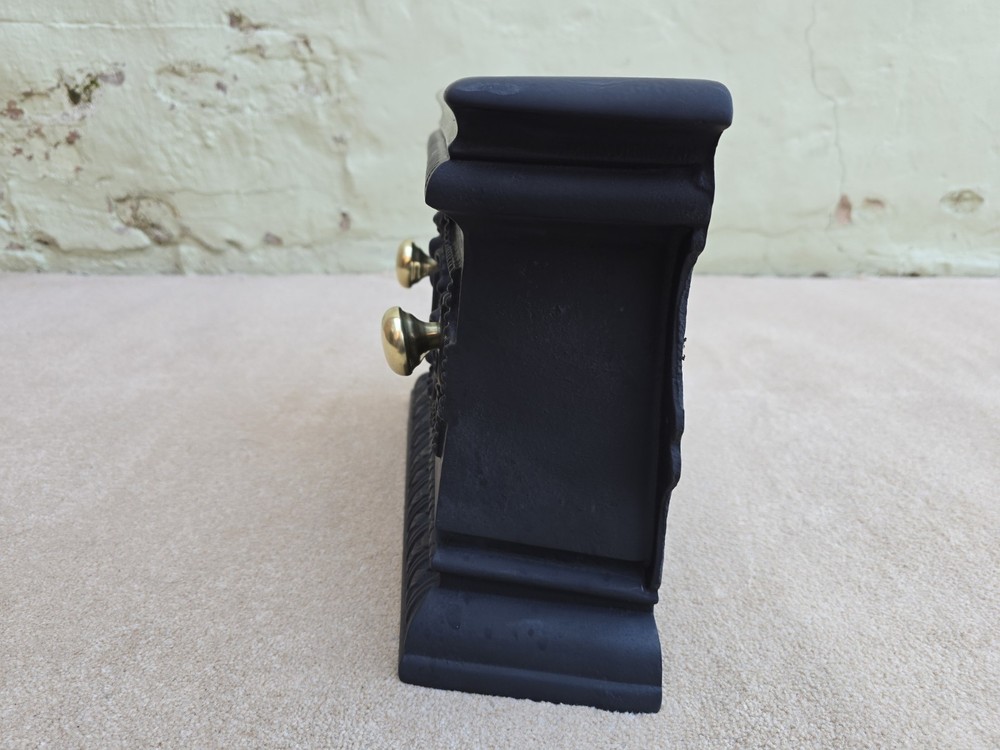 Black Cast Decorative Fire Front With Brass Handles Original Condition
