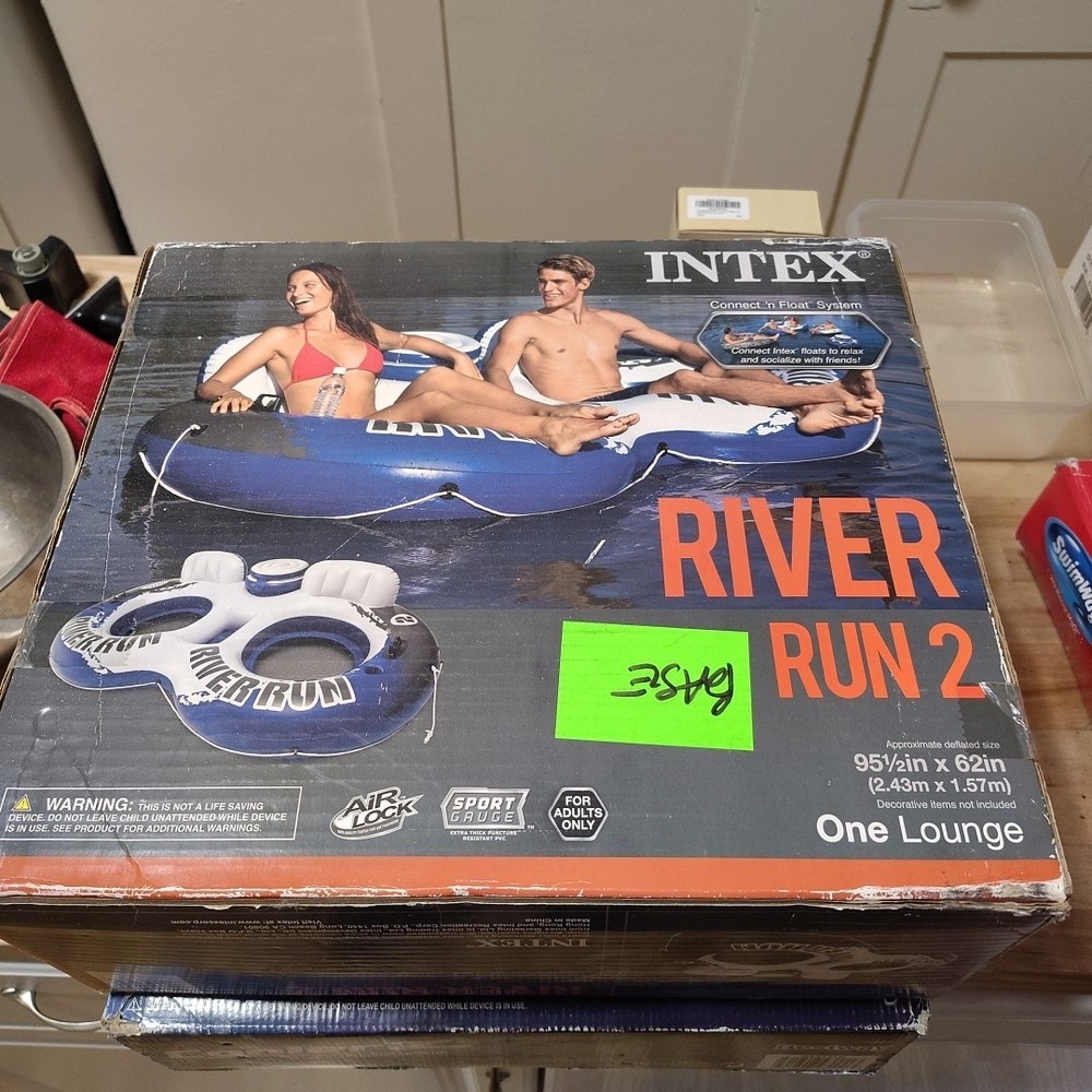 Intex River Run 2 Float Blue Two person Two 2 cup holder Backrest Cooler Tray