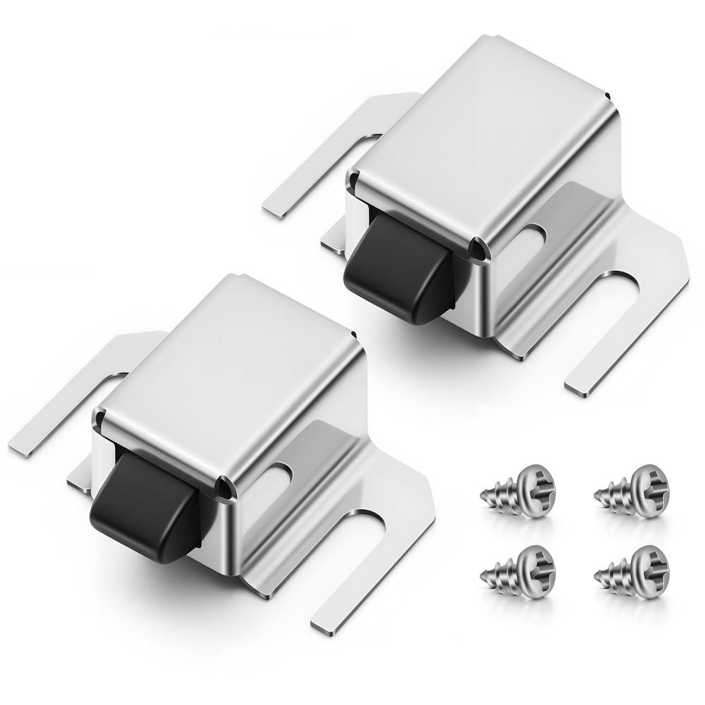 Jetec 2 Pack Shower Door Latch Replacement, Stainless Steel silver and black