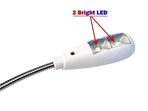 LED USB Reading Lamp Light with 2-Brightness Dimmable Setting, Flexible White
