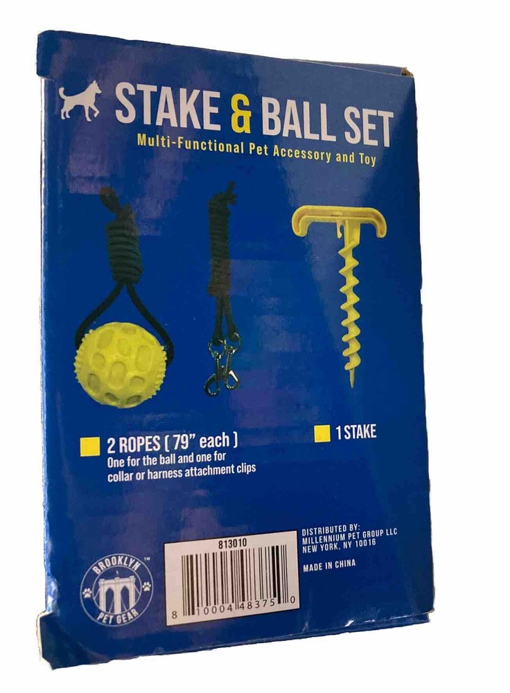 Stake & Ball Set Multi-Functional Pet Accessory And Toy or Restraint