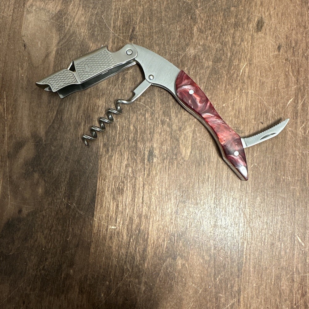 Wine Bottle Opener, Professional Double Hinge Corkscrew Key, Flame Resin Handle