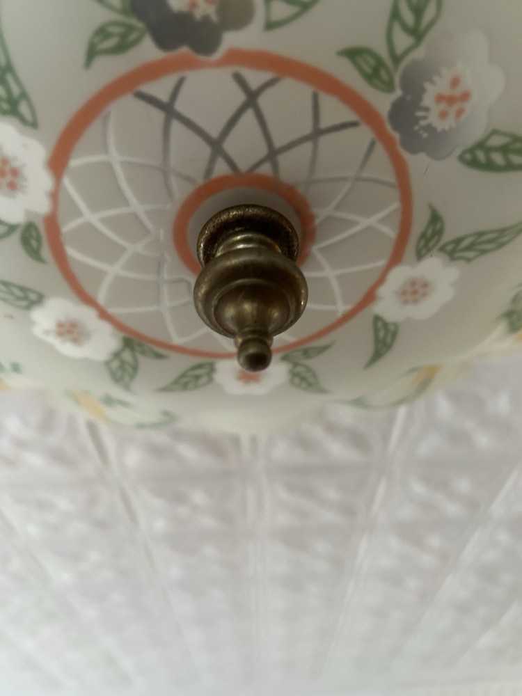 Art Deco 3 Light Glass Floral Globe Ceiling Mount