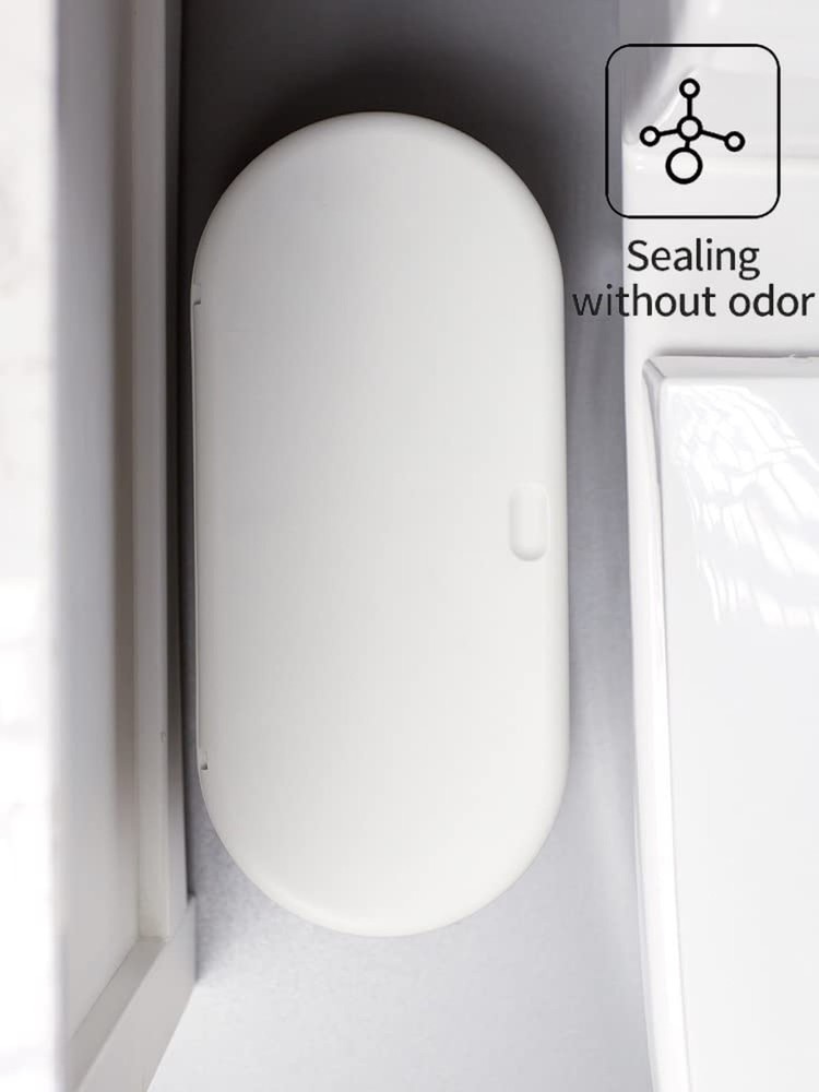 White Slim Rectangular Plastic Trash Can with Press Type Lid,12 Liter / 3.2 G...