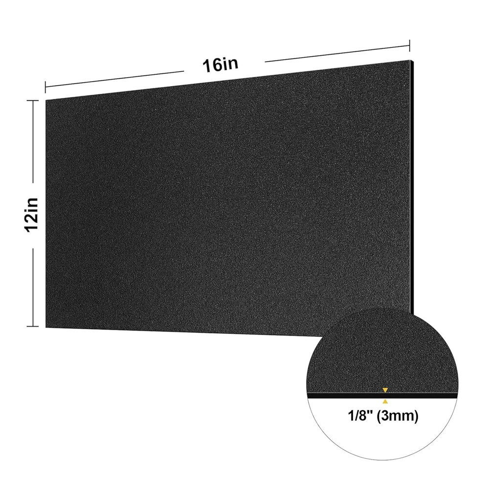 3 Pack Black ABS Plastic Sheet 1/8"x12"x16" Rigid Moldable Panel Two-Sided