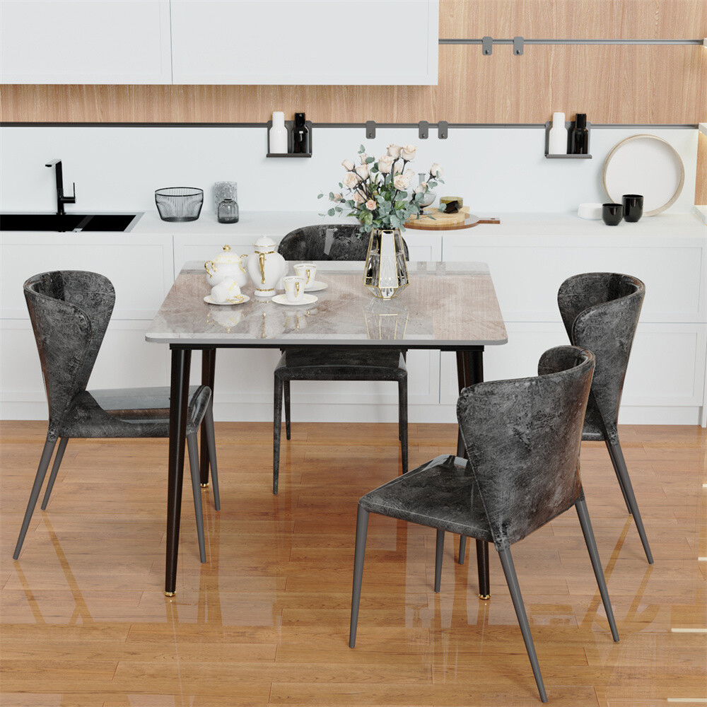 Large Dining Table For 4-6 People Modern High Gloss Sintered Stone Table Kitchen