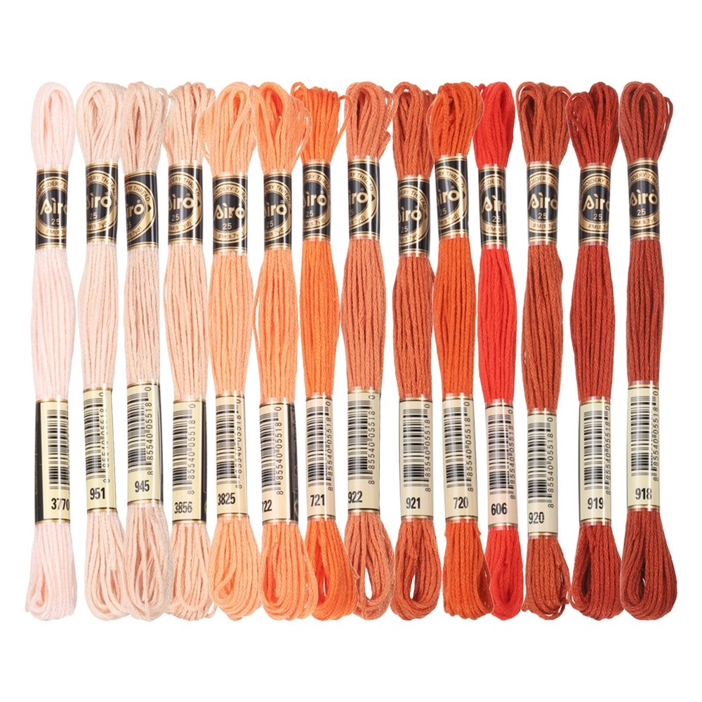 14 Skeins Embroidery Floss, Polyester Threads Multicolored Bright Red