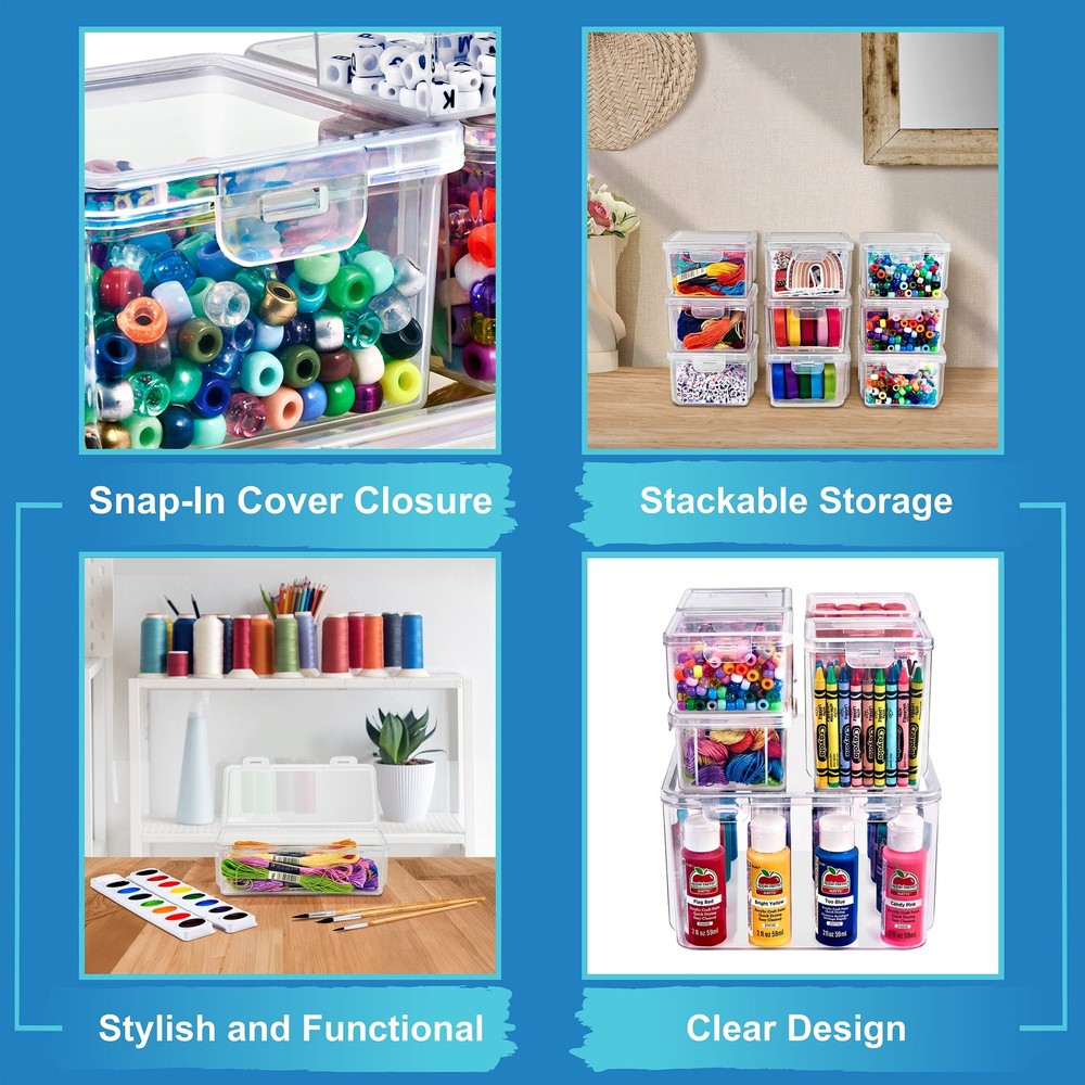 12-Piece Sewing & Craft Material Storage Container Set W/ Lids Storage Sewing