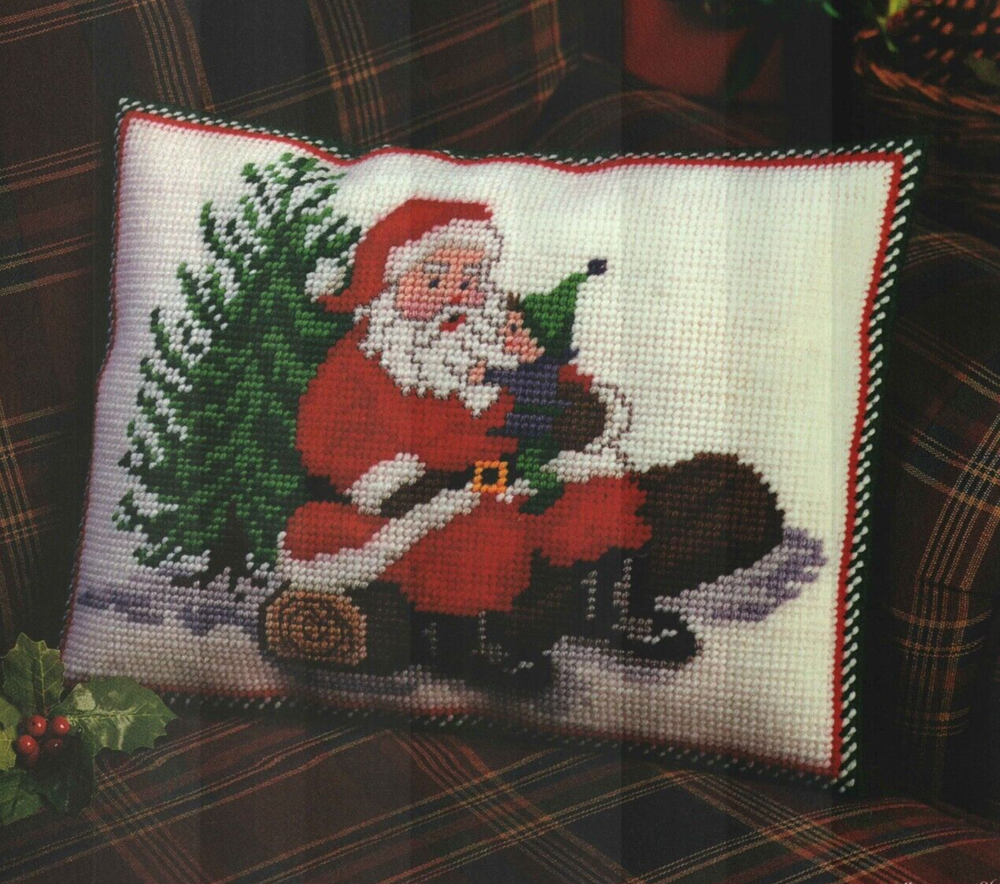 SANTA PILLOW CHRISTMAS PLASTIC CANVAS PATTERN INSTRUCTIONS