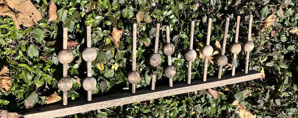 Architectural Salvaged Wooden Rods With Split Balls