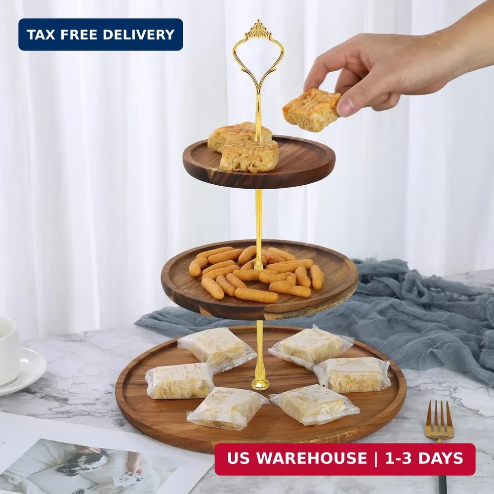 6 Sets Cake Tier Stacking Kit - 3 Tier Stand with Crown Type Cake Tray, Fruit Tr