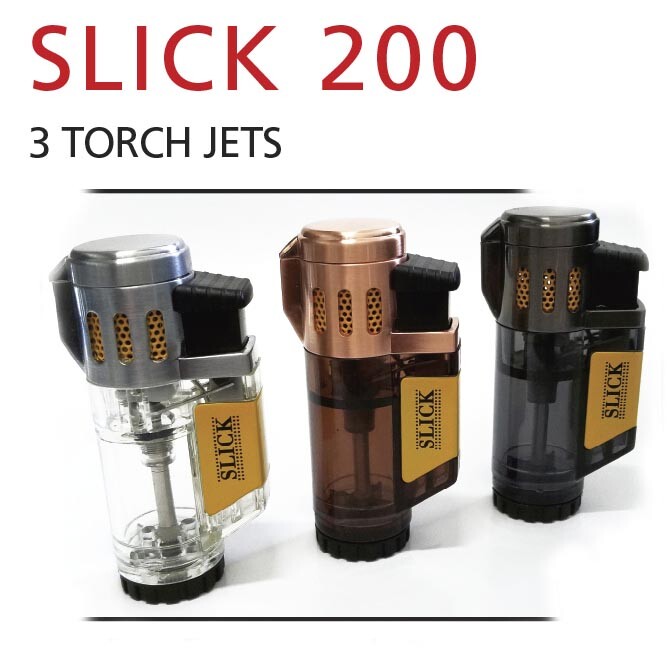 Triple Jet Torch Lighter - SLICK 200 - for Cigar, and Pipe