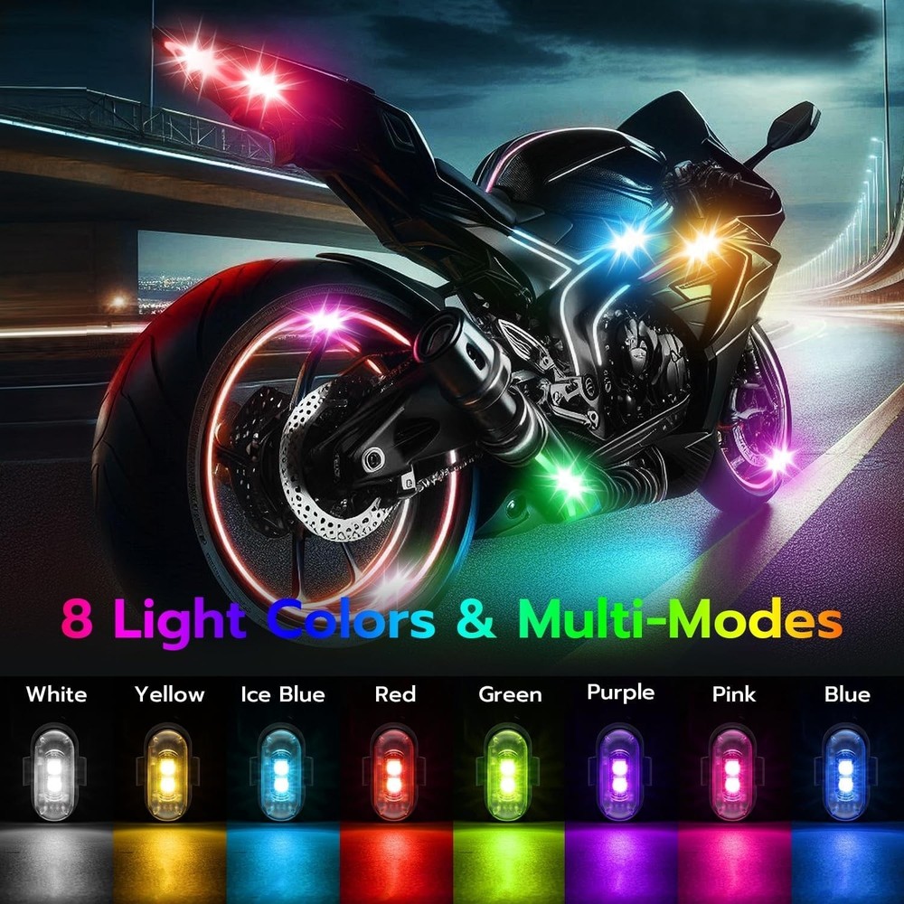 Versatile 4PCS LED Strobe Lights - Rechargeable, Waterproof with Remote Control
