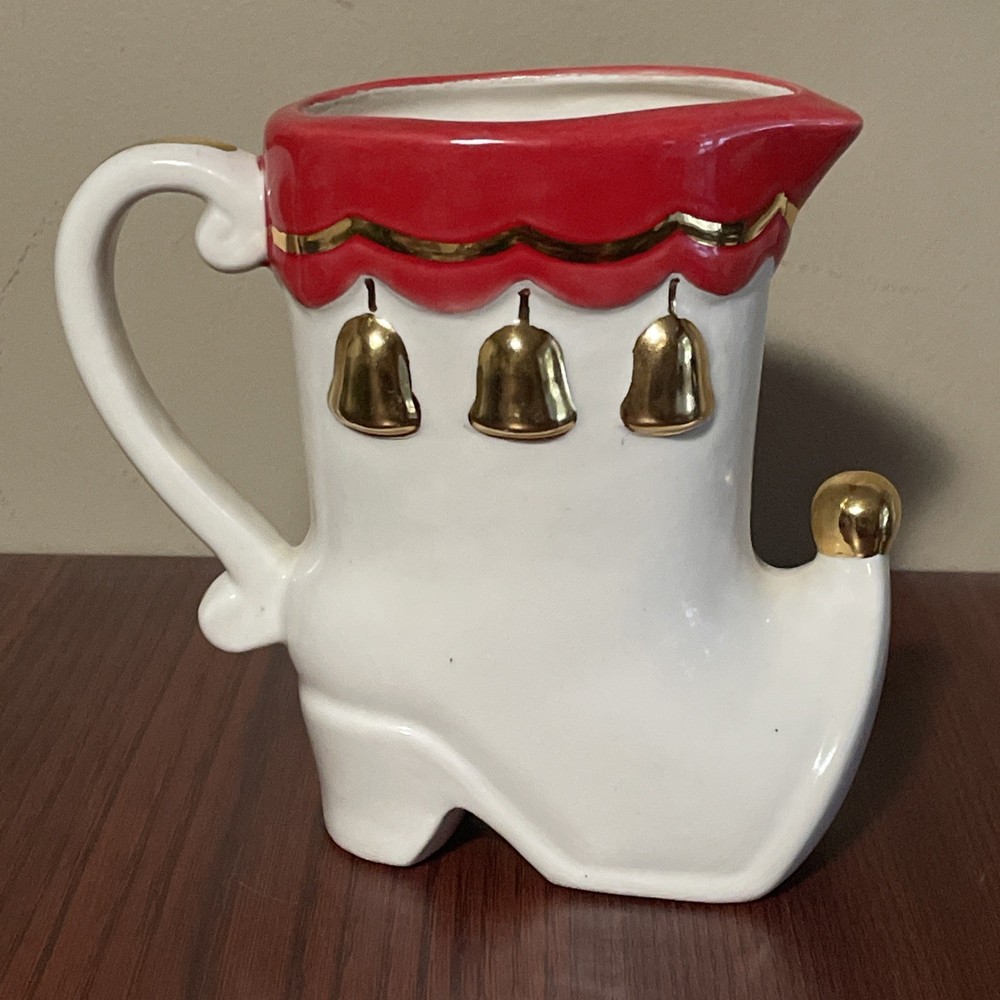 1972 Santa Boot Pitcher Ceramic 5.5” 16oz