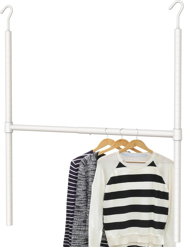 Adjustable Closet Hanging Rod, White