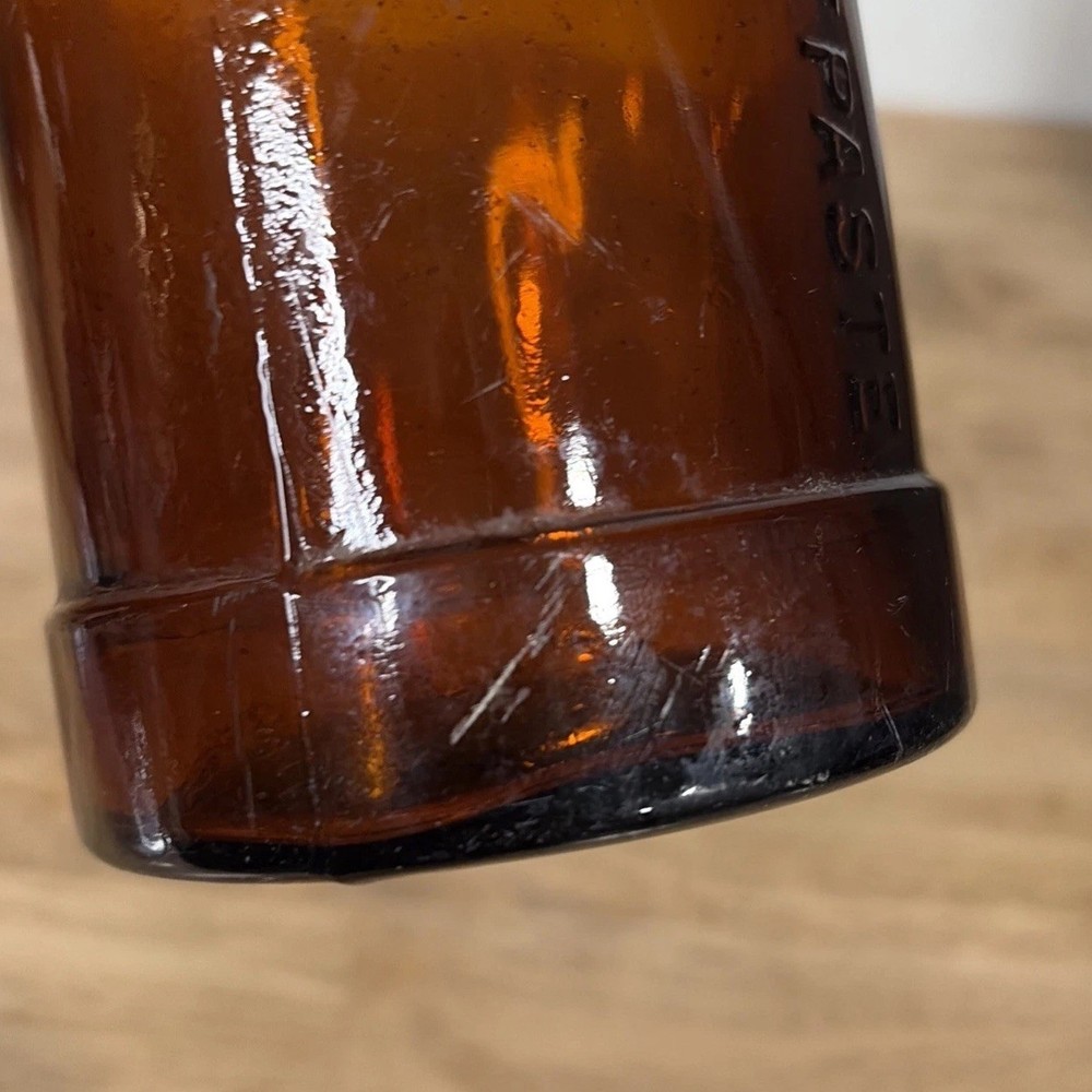 Antique Sanford’s Inks & Library Paste One Quart Bottle Embossed Amber 9.5”x3.5”