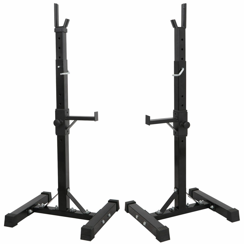 2pcs Adjustable Height Barbell Squat Rack Multi-function Thick Bench Press Stand