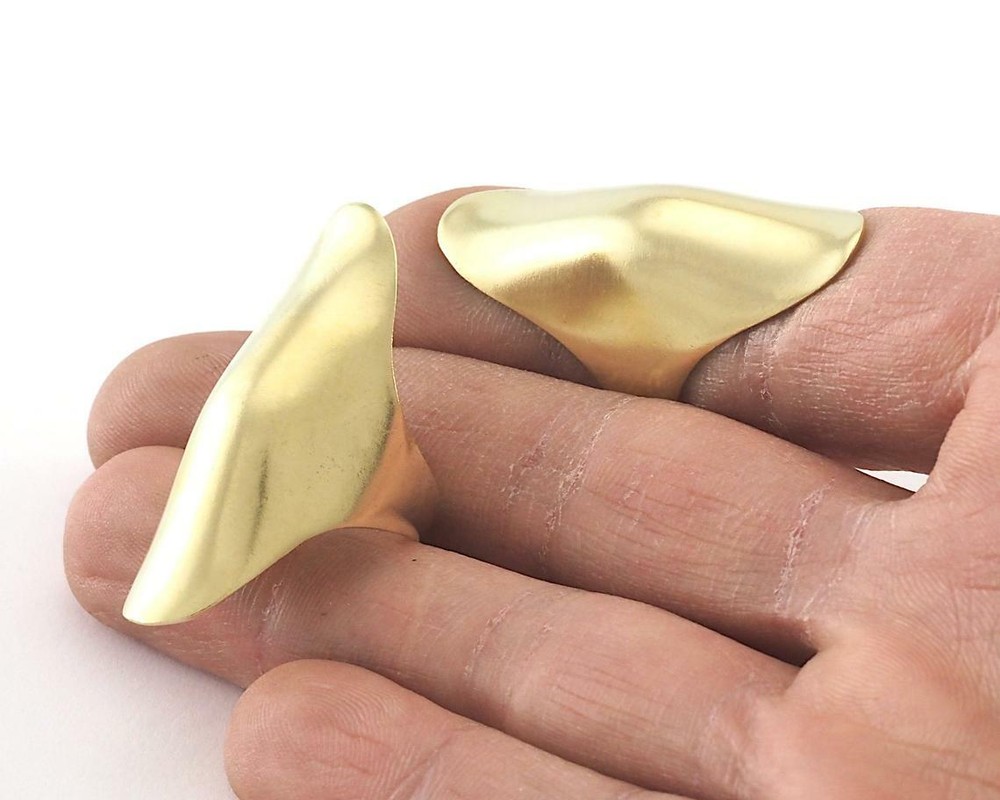 Long Domed Adjustable Ring raw Brass (16.5mm 6US inner size ) 4193