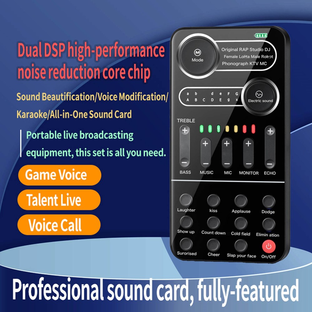 For Cable Sound Card Portable Mixer with Evading Function 13 Adjustable Stones
