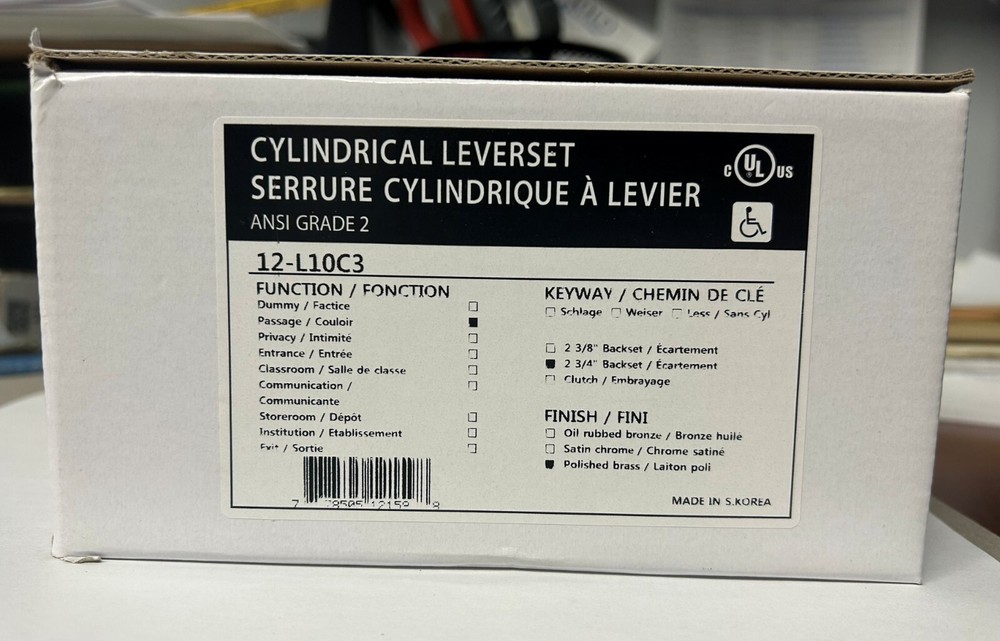 Paramount Passage Cylindrical Leverset ANSI Grade 2 12-L10C3