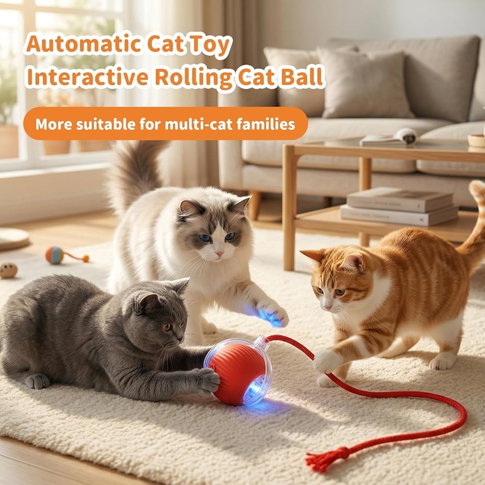 Interactive Cat Toys for Indoor Cats Smart Automatic Ball Rolling for
