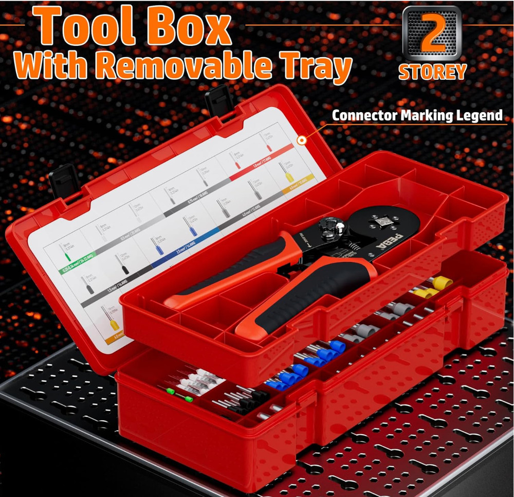 PEBA Ferrule Crimping Tool Kit, Self-Adjusting Square Crimp Pliers for Wire