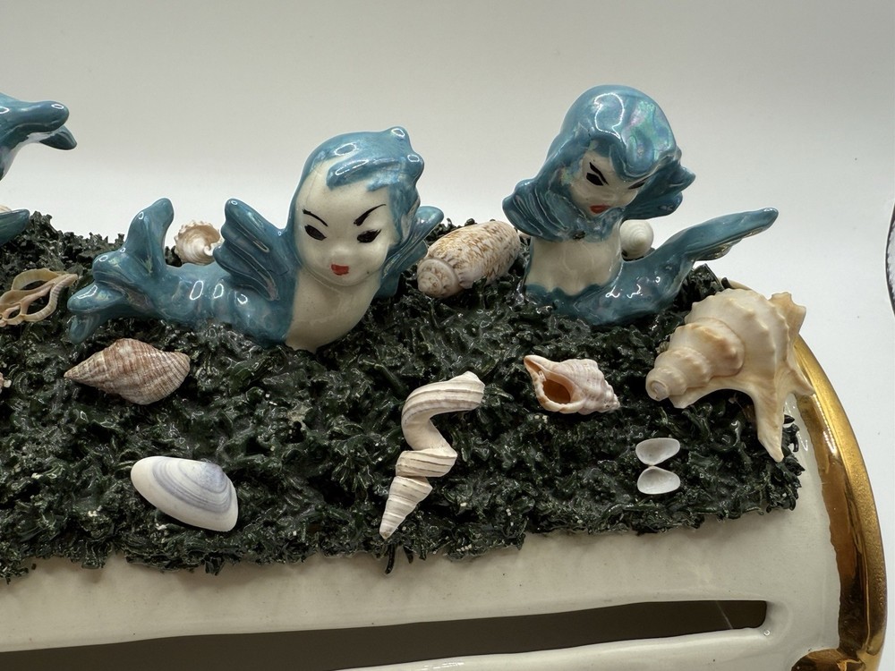 Vintage Ceramic Mermaids Sea Tissue Box