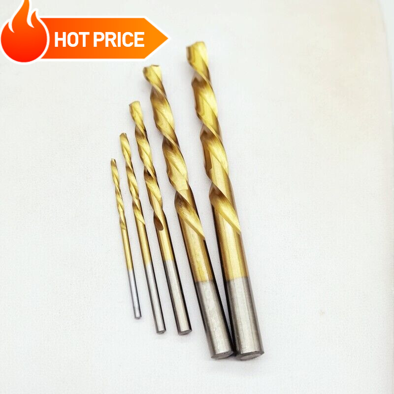 Titanium Plating Solid Carbide Left Hand Spiral Flutes Twist Drill Bit 5Pcs