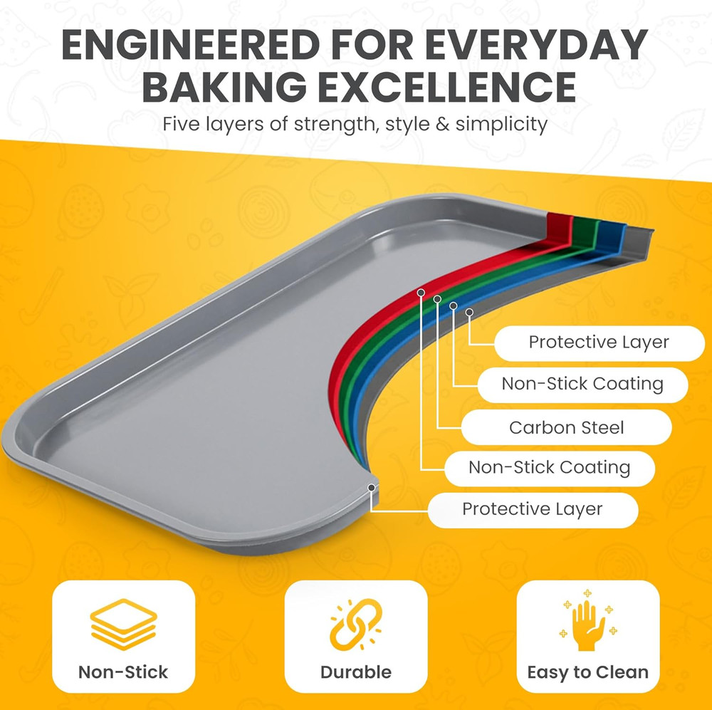 11 Piece Stackable Nonstick Baking Pan Set, Space-Saving Nesting Bakeware, 6-Cup