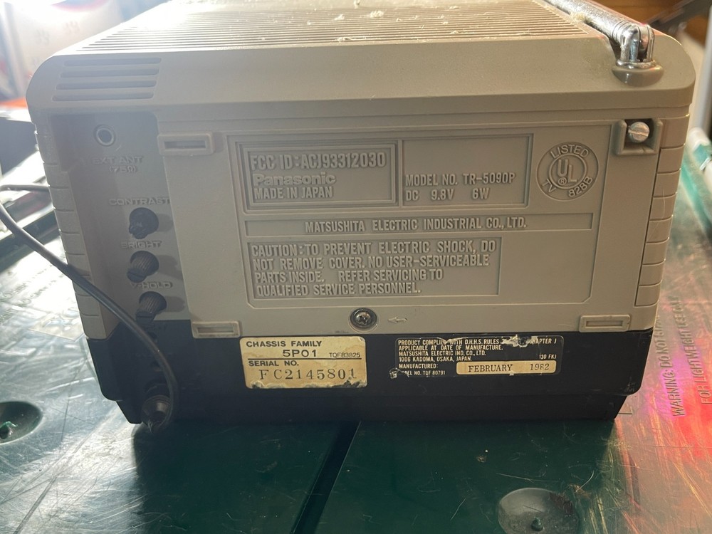 1982 PANASONIC Model TR-5090P Black & White TV - Works
