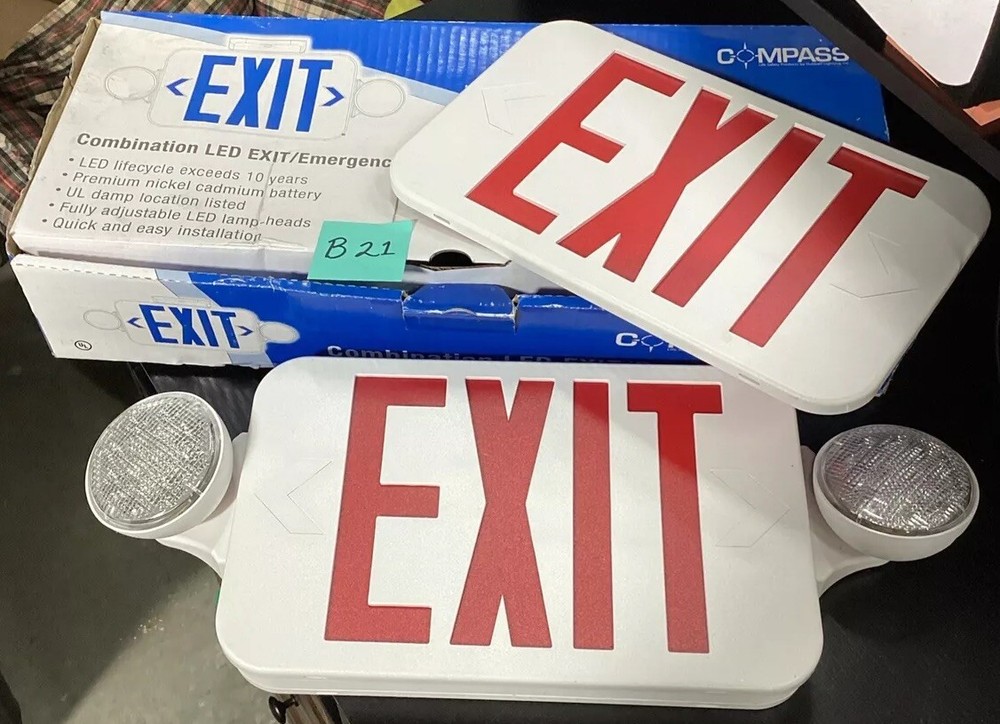 COMPASS CCR COMBINATION LED EXIT/EMERGENCY LIGHT RED