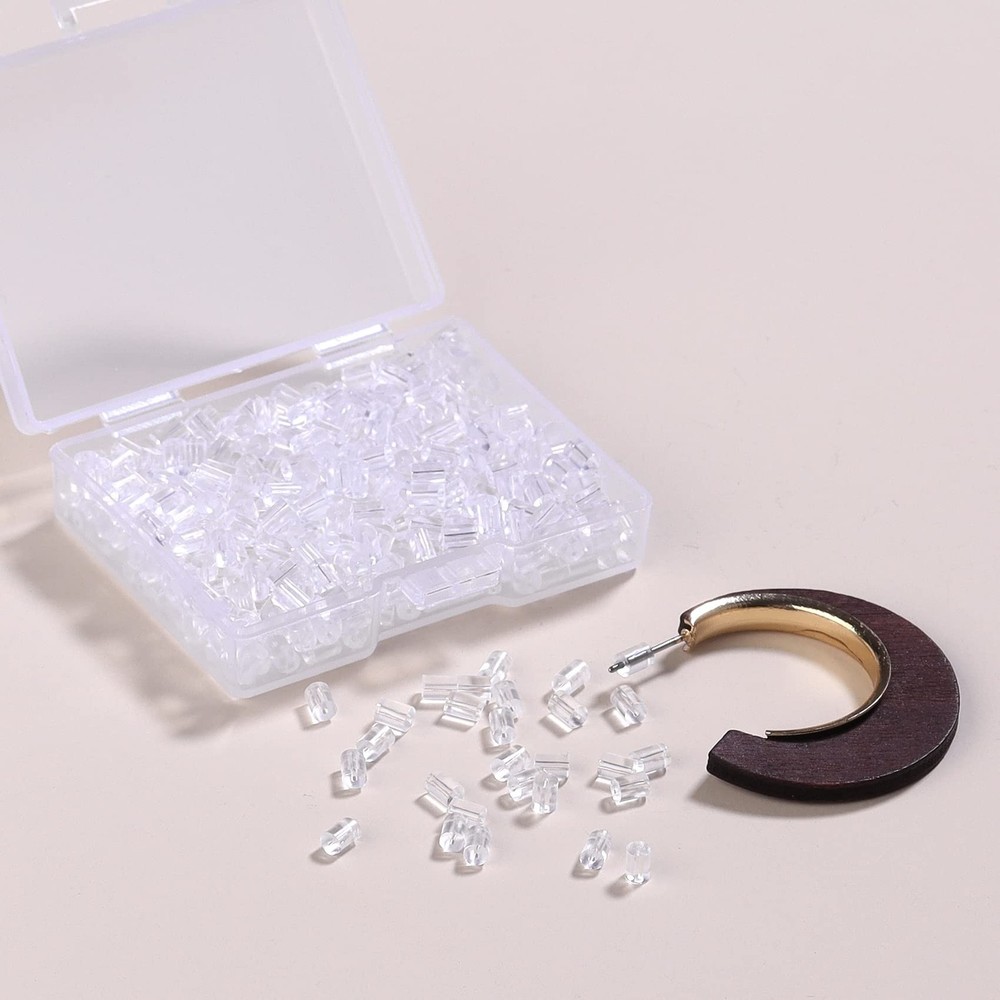 Forise 500Pcs Clear Silicone Earring Backs 3mm Hypoallergenic Rubber Column E...
