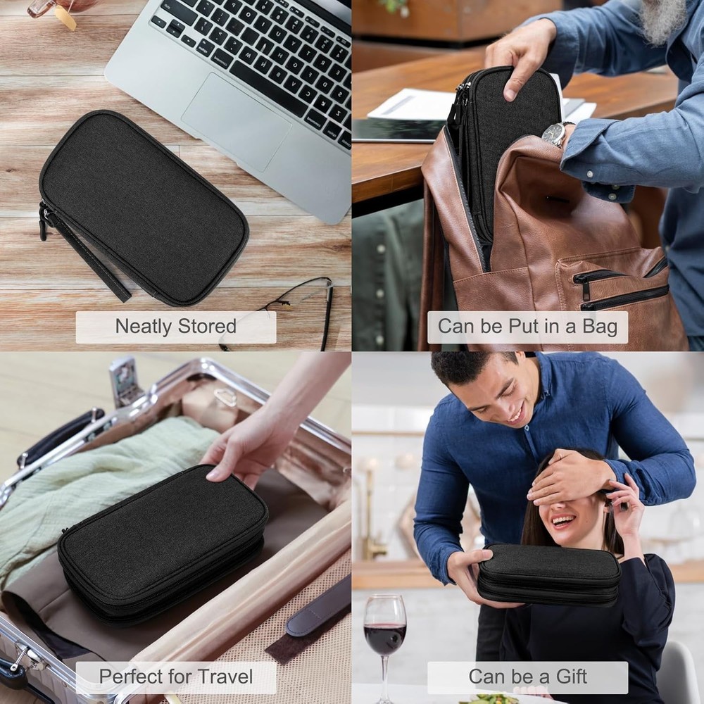 Medium Waterproof Travel Cable Organizer Bag - Double Layers for Electronics