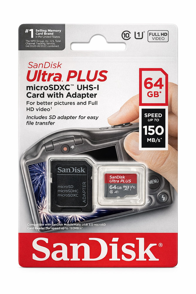 SanDisk Ultra PLUS 64GB microSD Memory Card