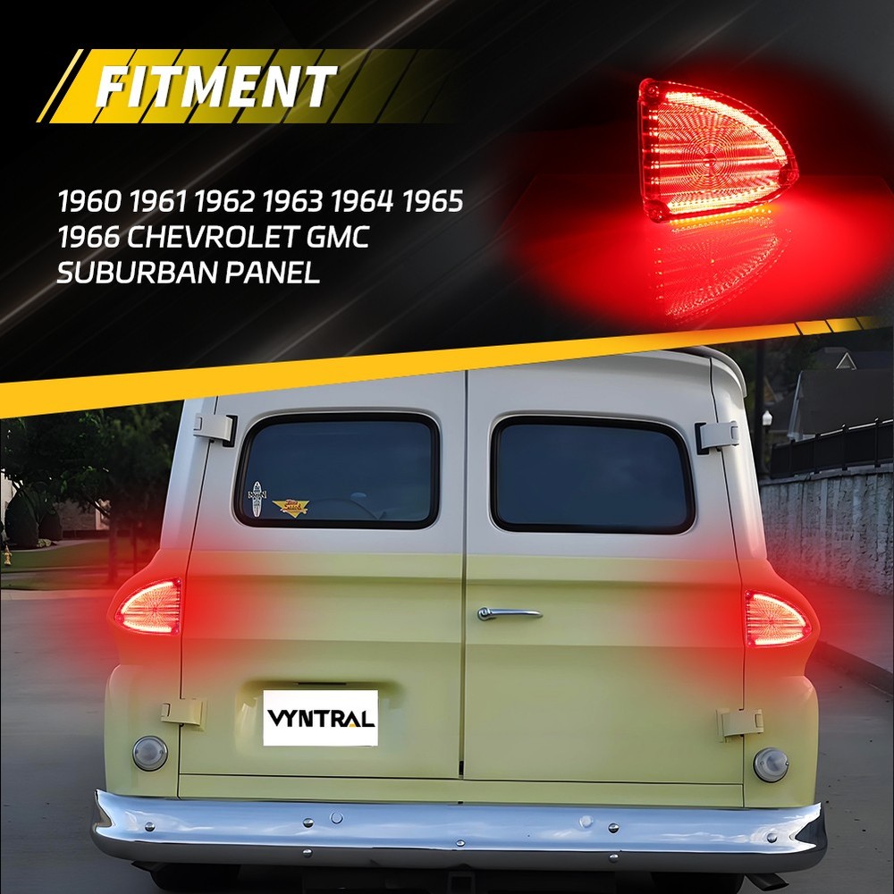 Red LED Rear Tail Brake Lights For 1960-1966 Chevy & GMC Panel Truck Suburbans