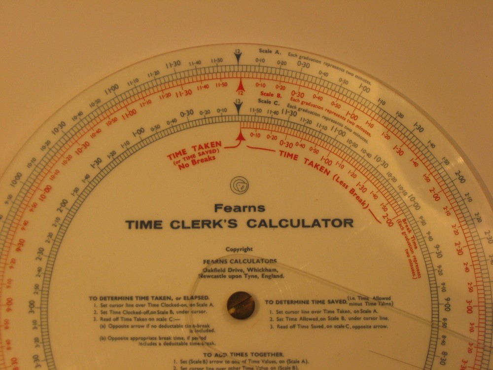 Fearns Time Clerk's Calculator Circular
